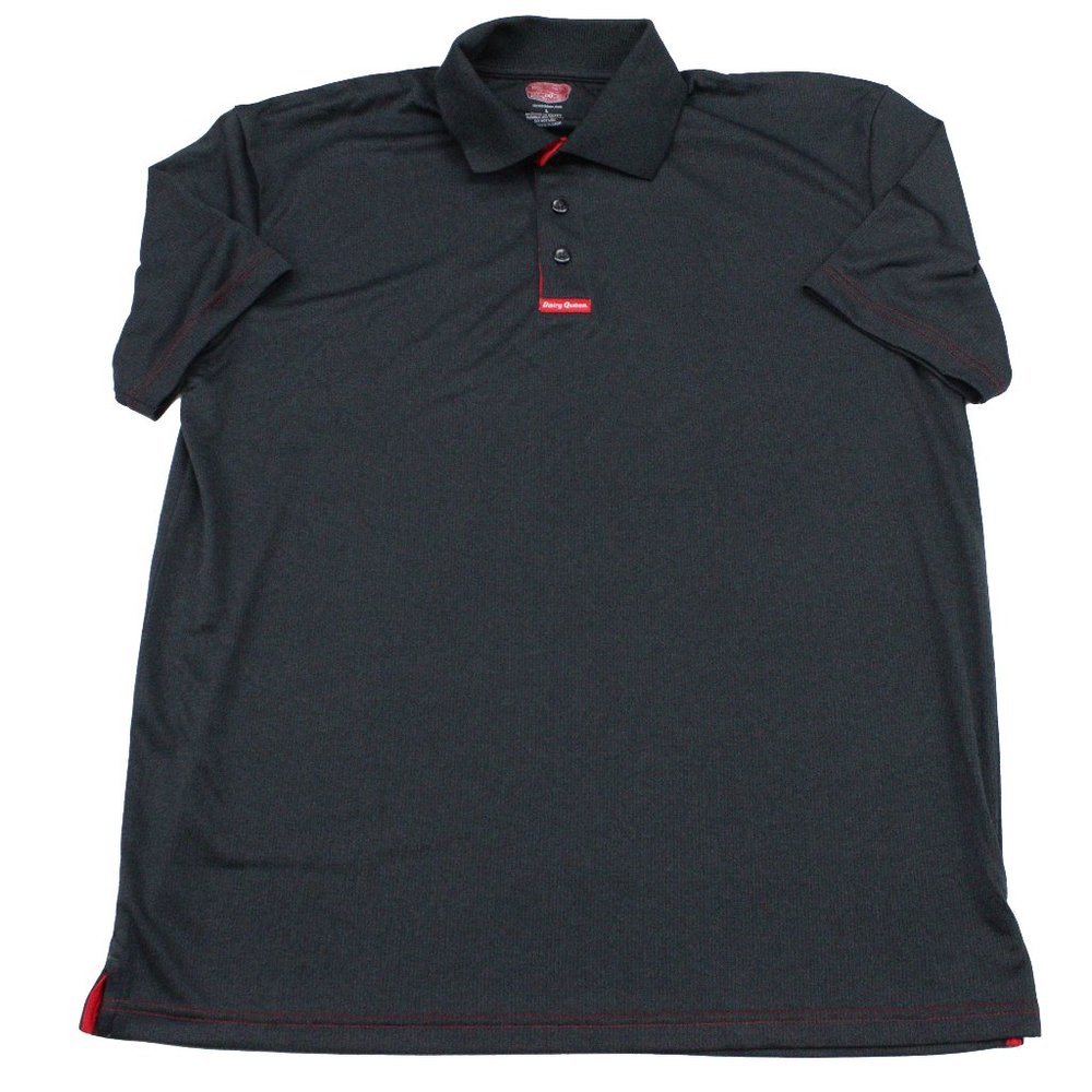 Red Ribbon Dairy Queen DQ Adult Employee Mens Short Sleeve Black Polo Shirt L